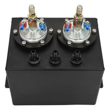 3L Black Dual Billet Fuel Surge Tank + 2 Pcs External 044 Fuel Pumps Universal