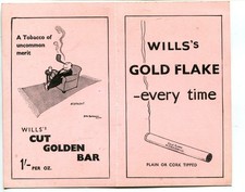 Will's Gold Flake Golden Bar, Promotional Advertising Whist Card          B7818