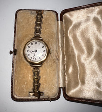 Vintage Ladies Ingersol Watch 9ct Gold Filled Bracelet In Antique Display  Box