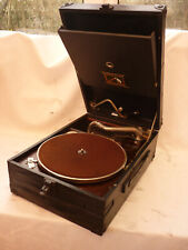 HMV101L 1930 Black portable Gramophone, Phonograph. Gramaphone, Fully Serviced
