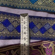 Metallic Woven Ribbon Trim Braid 2 X 195cm Blues -2 X 300cm Approx Birds