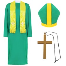 ST PATRICKS DAY COSTUME ADULTS IRISH PRIEST IRELAND VICAR PADDYS FANCY DRESS