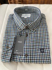 M&S Green/Grey Multi Mix Checked Pure Cotton Soft Touch Flannel Shirt -2XL- BNWT