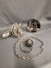 DRUMMONDS NICKEL UN-SLOTTED BATH WASTE, PLUG CHAIN & OVERFLOW NEW OLD STOCK 