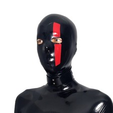 Black Latex Hood with Red Line
