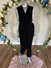 TED BAKER Jumpsuit Womens TB 2 UK 10 Black Tailored Slim Leg Buckle Detail NEW