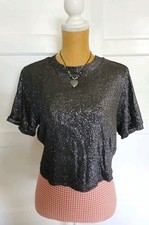 Top Shop Size 16 Black Glitter