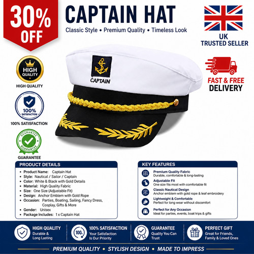 Navy captain hat skipper yacht - navy,