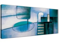 Teal Cream Painting Bedroom Canvas Accessories - Abstract 1417 - 120cm Print