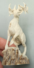 Vintage Carved Bovine Bone Stag Deer VGC Height 9cm