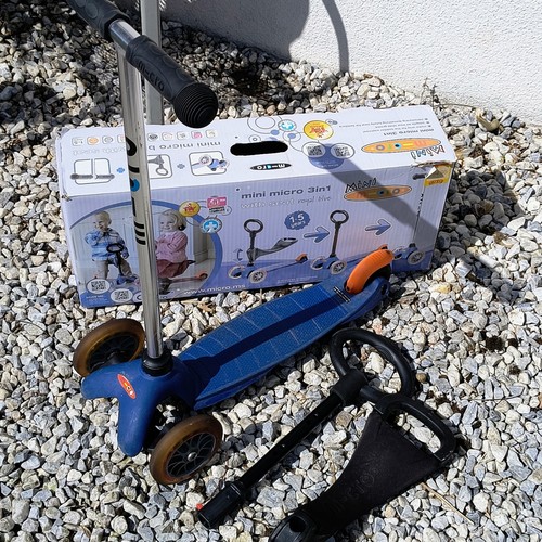 Mini micro scooter blue - 3-in-1,