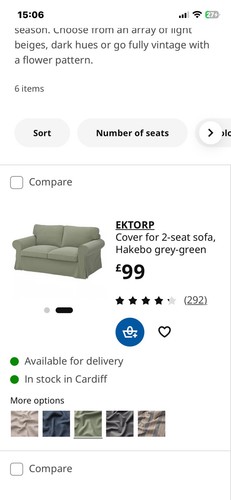 Ekthorp two seater sofa - two, covers