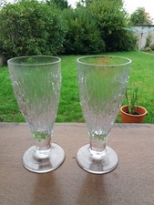 PAIR of WHITEFRIARS GLASS ICICLE Pattern WINE GLASSES M160 - TUMBLERS - GLACIER.