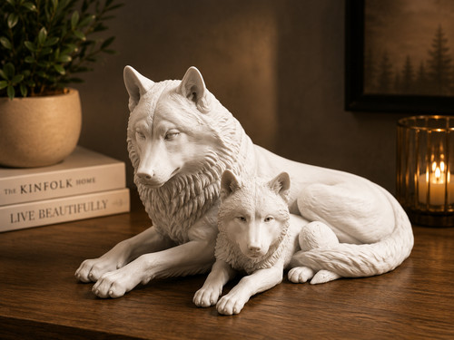 Wolf family statue mother - family, –