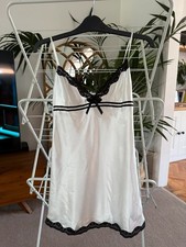 La Senza white satin chemise with black lace trim