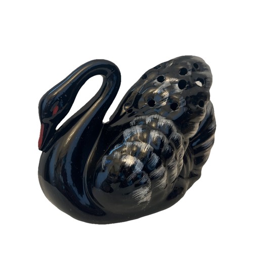 Vintage ceramic black swan - vintage,