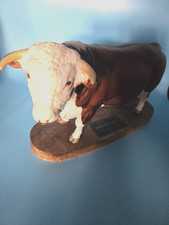 Beswick Connoisseur Horned Hereford Bull Mounted 28cm x 9.5cm.