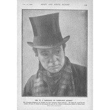 THEATRE Mr W.L Abingdon in 'Sherlock Holmes' - Antique Print 1902