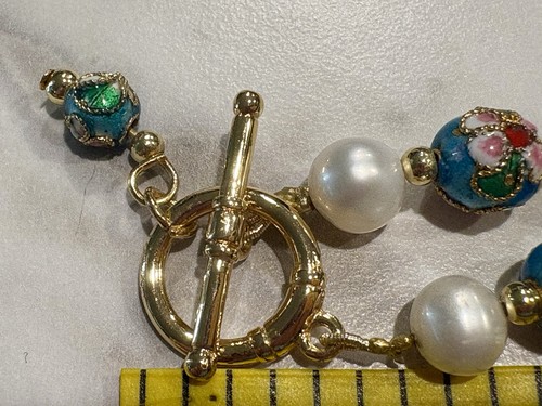 Cloisonné enamel floral with - ,