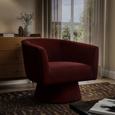 Deep Red Velvet Swivel Accent