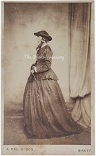 CDV LADY IN COUNTRY RIDING HABIT CROP & FELT HAT BY RAE & SON OF BANFF