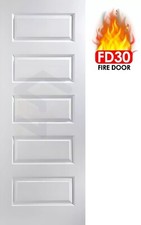 PREMDOR Internal Fire Door White Primed 5 Panels Rockport🔥FD30 With Handles