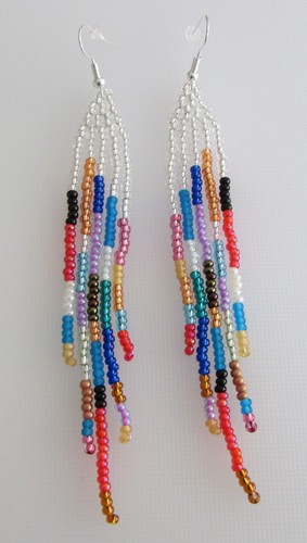 Fringe earrings handmade seed - fringe,