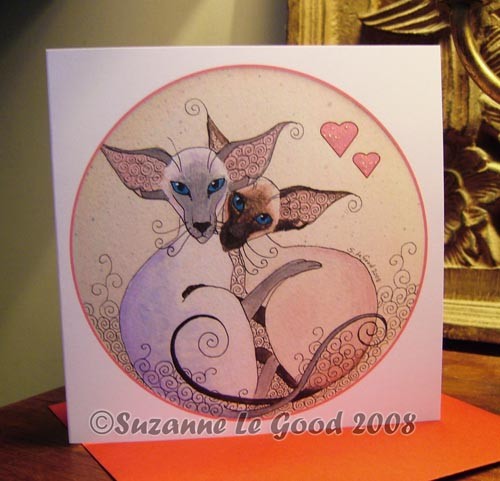 Siamese cat art - cat, valentines