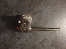CLAY PIPE - Vintage Large Pipe with African Native Design - 1930s Maybe - VG