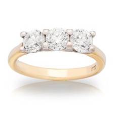 18ct Yellow Gold Three Stone 1ct Diamond Trilogy Ring