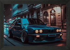BMW E30 M3 city night Framed
