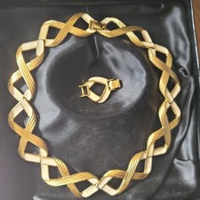 Monet Gold Tone & Cream Enamel