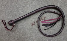 Top Premium Quality 4 Feet 12 Plait Leather Signal Whip & Flogger Snake Bullwhip