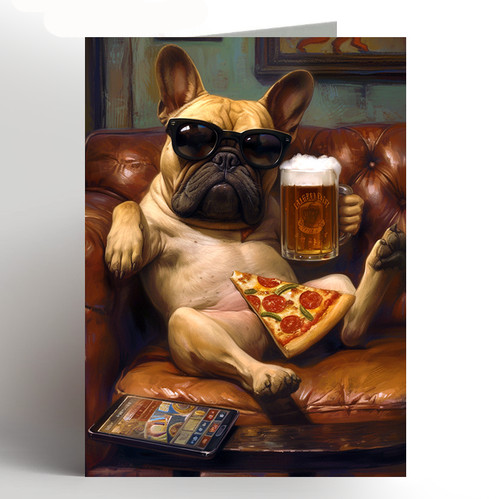 French bulldog birthday card - french,