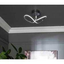 Three Circular Bars LED Ceiling Light Chrome Glass 600 Lumens Ready Assembled