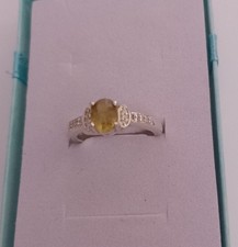 Morafeno Sphene & White Zircon Sterling Silver Ring (Gemporia, Size N-O, 1.23ct)