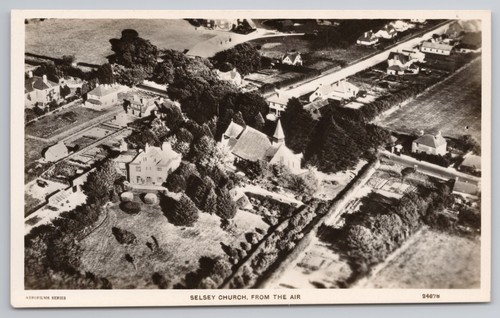 Aerofilms rppc selsey church - rppc,