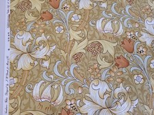 SANDERSON FABRIC  - Golden Lily Gold Floral HEAVY Sateen COTTON  NEW 5MTS