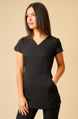 Black nina tunic with pockets - tunic,