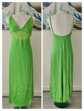 Zara green satin camisole lace insert party summer holiday occasion long dress