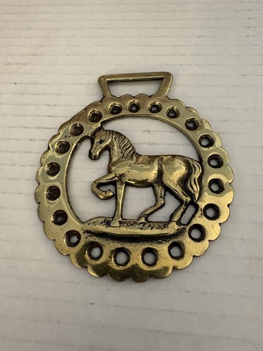 Brass horse medallion antique - brass,