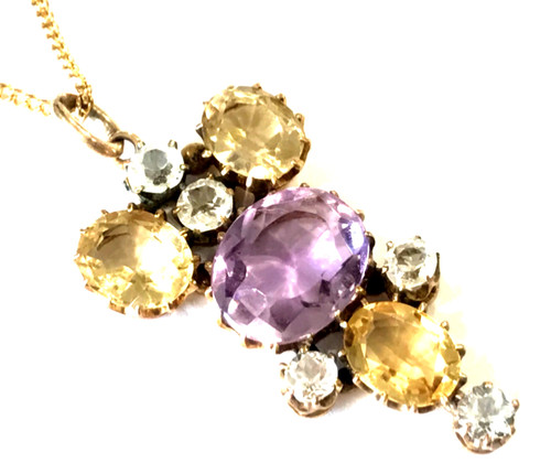 Antique 9ct gold multi gem - gold,
