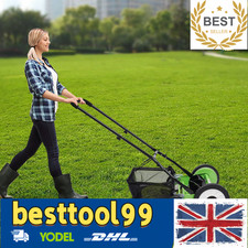 16" Manual Lawn Mower Hand Push Reel Walk-Behind Grass Catcher with 5 Blades UK