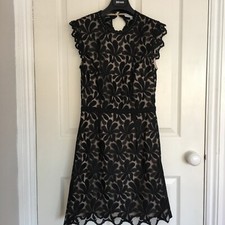 New Reiss Sami Sleeveless Lace Black Open Back Dress UK 8 RRP £225