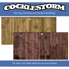 3ft High x 6ft Wide Vertical Lap Feather Edge Timber Garden Fence Panel