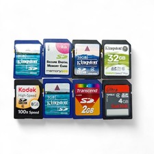 8x SD Memory Card Storage Job Lot - SanDisk Kodak Kingston Up to 32GB - Working