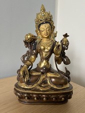Tibetan Buddhist Goddess White Tara Healing Serenity Bronze Statue