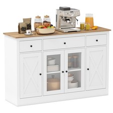 COSTWAY 55” Large Buffet Sideboard Kitchen Storage Cabinet w/3 Drawers-White