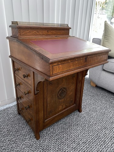 Antique oak davenport writing - oak,