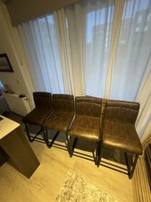 4x Dunelm Felix Counter Height Cantilever Bar Stool, Faux Leather